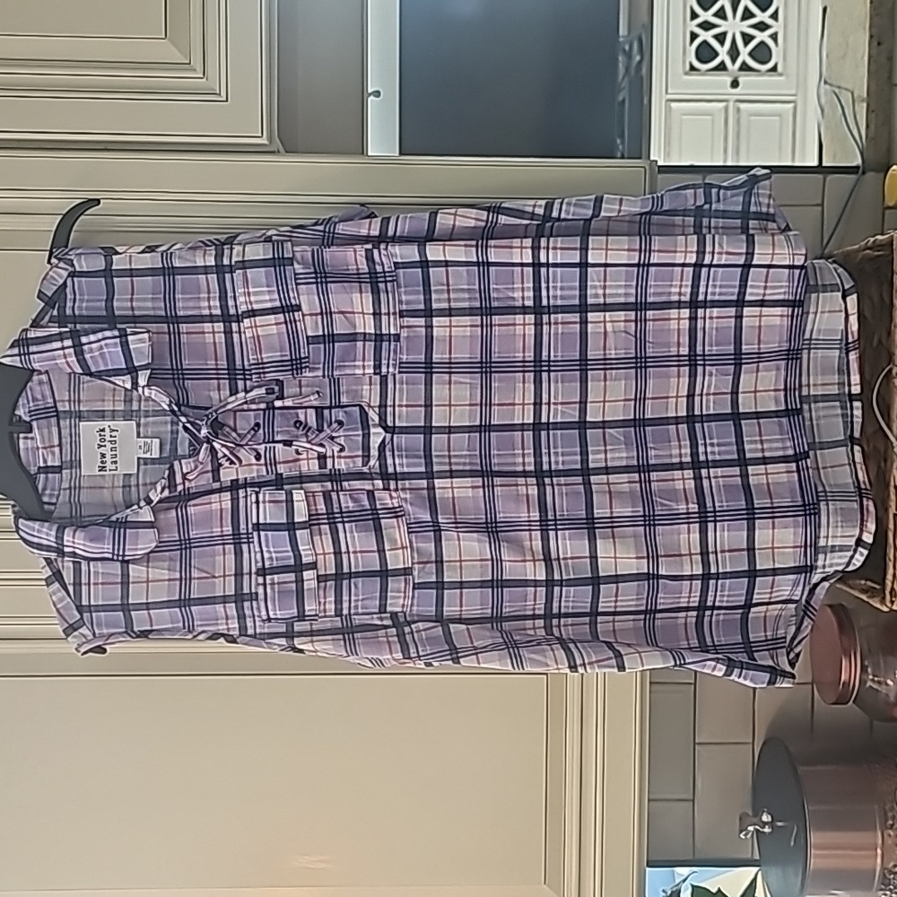 NWT NEW YORK LAUNDRY SLEEVELESS SHIRT PLAID